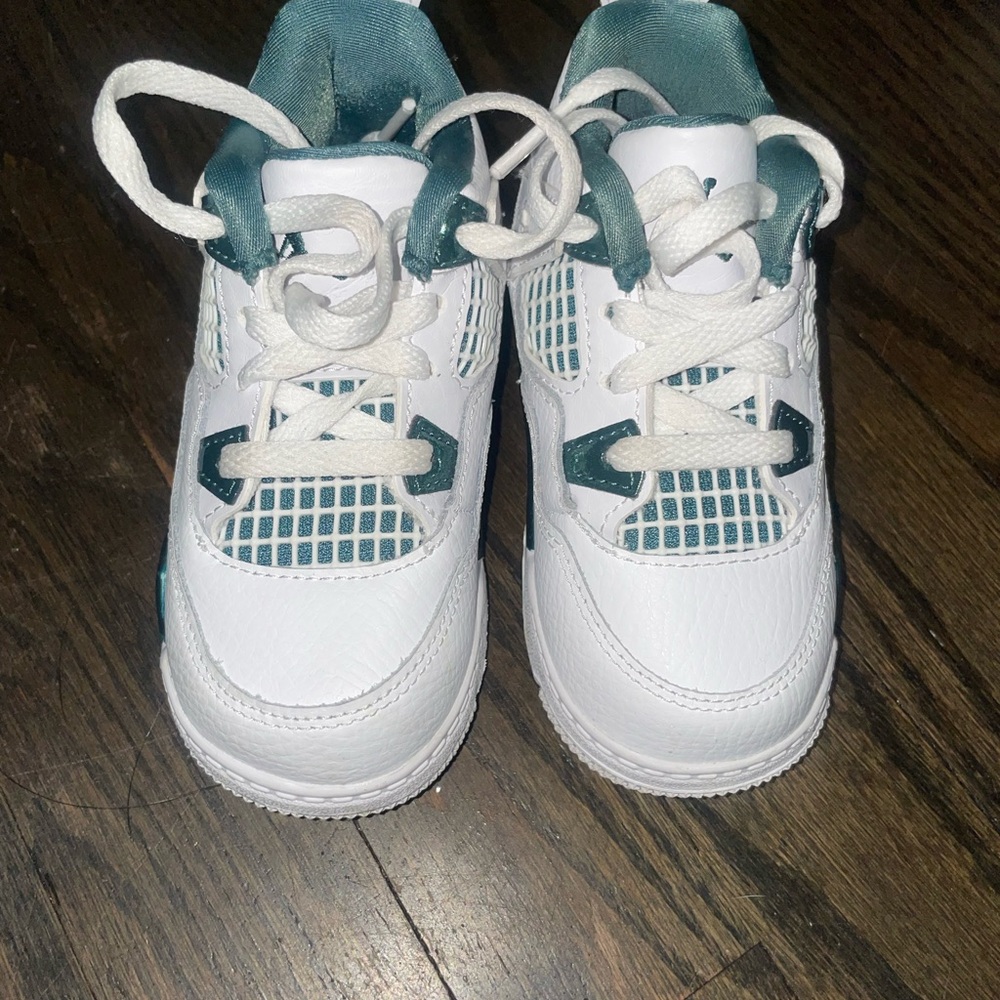 Kids White and Teal Sneakers